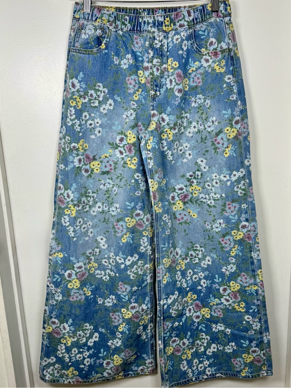 GAP Kids Floral Denim Baggy Wide Leg Jeans XX Large 14 16 Fits Some Women’s NEW